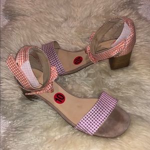 Anthropologie gingham low heel sandals